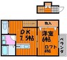 カーサフィオーレ東古松 1DKの間取り