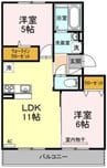 アンジュエ 2LDKの間取り