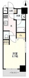 柳町CORAL 1Kの間取り