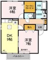 クラウディア　A棟 2DKの間取り