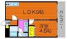 コーポ平福 1LDKの間取り