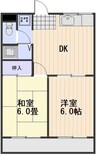シェルティ三浜町 2DKの間取り
