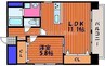 カーサ・フィオーレ表町 1LDKの間取り
