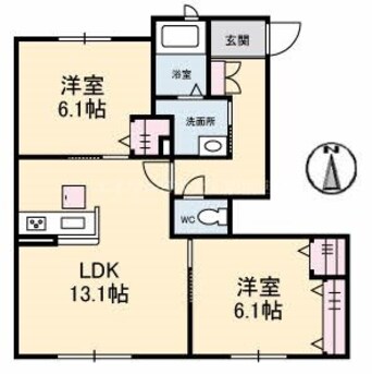 間取図 シャルマン　B棟