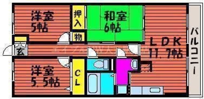 間取図 スカール十日市西町