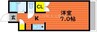 アルファ西古松 1Kの間取り