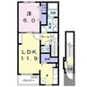 アムール　Ｄ棟 1LDKの間取り