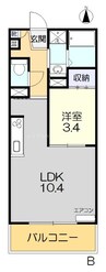 アリビオ富田 1LDKの間取り