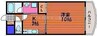 アンビエント大元南 1Kの間取り