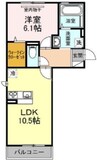 グロリアＢ棟 1LDKの間取り