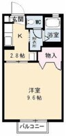 エトワール大松Ⅱ 1Kの間取り