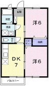 ニューエルディム小西Ａ 2DKの間取り