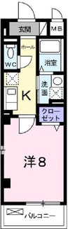 駅前町アビタシオン 1Kの間取り
