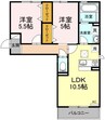 セカンドコート　B棟 2LDKの間取り