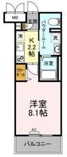 フォレスタ岡山医大南 1Kの間取り