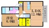 アムール　Ａ棟 1LDKの間取り