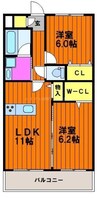 ウッドコート御南 2LDKの間取り