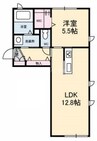 リラフォート南方 1LDKの間取り