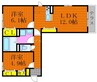 シャトル春水　Ｆ棟 2LDKの間取り
