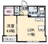 ラ・パルテール奥田南町 1LDKの間取り