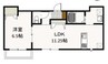 フェリーク庭瀬 1LDKの間取り