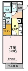 グレイス西崎 1Kの間取り
