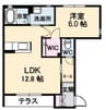 ヴィラージュ　参番館 1LDKの間取り
