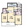 ClochetteK 2LDKの間取り
