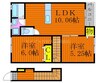フォレスト平野　東棟 2LDKの間取り
