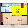 ラ・プリエ 2DKの間取り