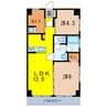 小高マンション 2LDK+Sの間取り