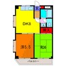 エスポワール東和第２ 2DKの間取り