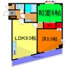 リバーサイドハイツＢＡＭ 2LDKの間取り