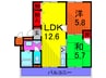 キャピタル若林 2LDKの間取り