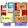 グランドソレーユⅡ 2DKの間取り