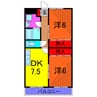 ニューマリッチ塩田 2DKの間取り