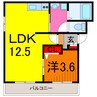 パレアージュ美咲 1LDKの間取り