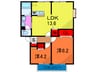 サンビレッジ保塚 2LDKの間取り