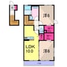 プランドールⅡ 2LDKの間取り