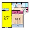 エスポワール白鳥 1LDKの間取り