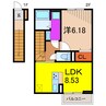 サンクローバー 1LDKの間取り