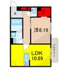 クッカケト 1LDKの間取り