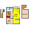 グランコスモU東水元 1LDKの間取り