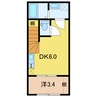 コンフォール高柳 1DKの間取り