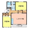 三好コーポ 2LDKの間取り