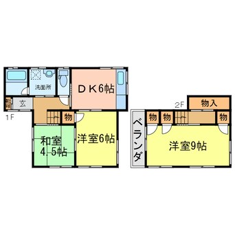 間取図 徳島市営バス/冷田橋 徒歩1分 1-2階 築42年