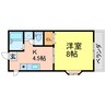クローバーコート 1Kの間取り