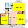 橋川マンション2 3DKの間取り