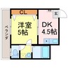 ロイヤルコート山城 1DKの間取り