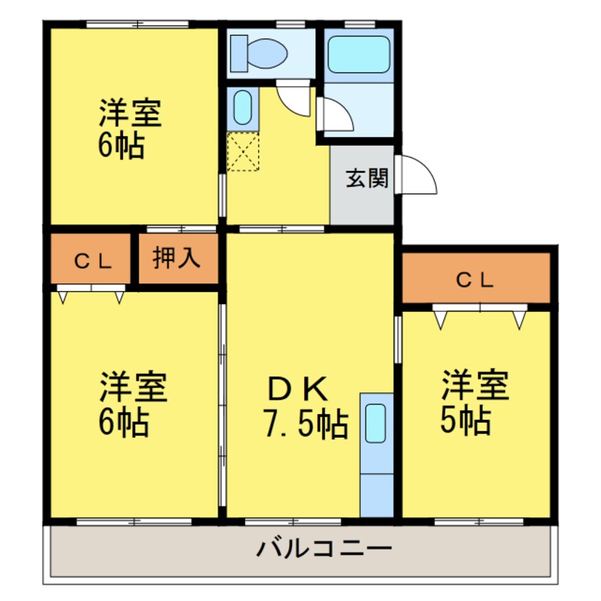 間取図 徳島線/徳島駅 バス15分住吉四丁目下車:停歩1分 2階 築45年